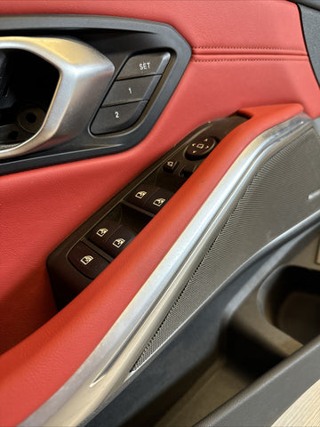 BMW 21-26 G80 M3 Sedan OEM Front Left Driver Door Card Panel Fiona Red