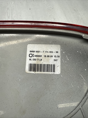 07-10 BMW E92 328 335 M3 Coupe Rear Right Outer Tail Light OEM