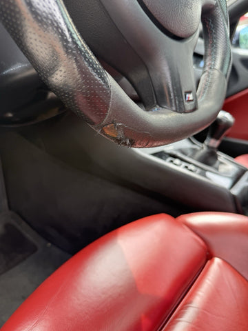 BMW 01-06 E46 M3 Manual Custom Leather Sides Flat Bottom Steering Wheel Only