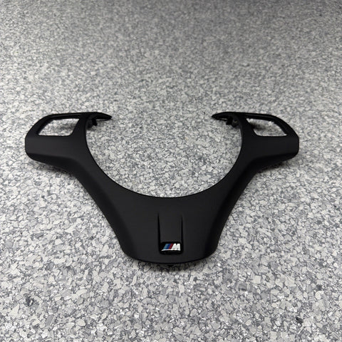 08-13 BMW E90 E92 E93 M3 Steering Wheel Trim Cover Black Leather Wrapped
