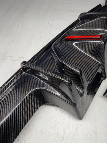BMW G80 M3 21-26 J Style Carbon Fiber Rear Diffuser W/ LED Light *Flaw*