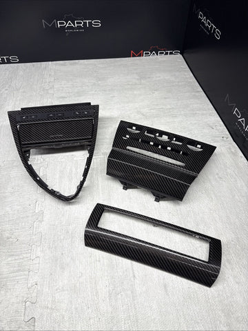 06-07 OEM BMW E63 E64 M6 Front Dash Center Console Carbon Trim 3pc Set