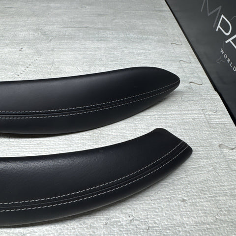 BMW F80 F82 F83 M3 M4 15-20 PAIR DOOR PANEL PULL HANDLES LEATHER BLACK SET OEM