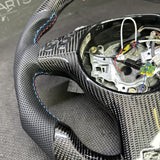 BMW E46 M3 01-06 OHC Carbon fiber Steering Wheel Tri Stitched Manual LED