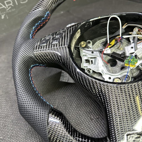 BMW E46 M3 01-06 OHC Carbon fiber Steering Wheel Tri Stitched Manual LED