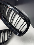 08-13 BMW E90 E92 E93 M3 Front Kidney Grilles Gloss Black Double Slotted