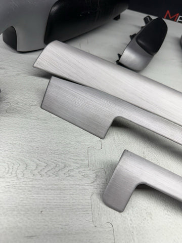 01-06 BMW E46 M3 Coupe Interior Armrests Trim Set Brushed Aluminum *Tab