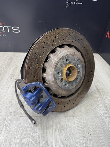 BMW 13-16 F10 M5 REAR LEFT KNUCKLE HUB SPINDLE + ROTOR + CALIPER 34212284433
