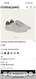 FERRAGAMO ACHILLE 1 WHITE BLUE LEATHER LOGO SNEAKERS ITALY 9.5 US 10.5