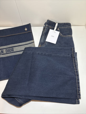 NEW Christian Dior Cotton Denim Flare Pants Blue Size 38