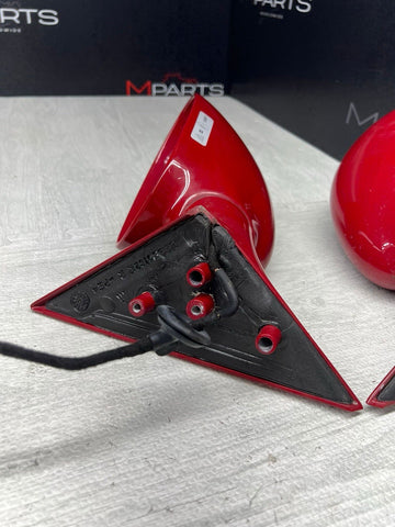 01-06 BMW E46 M3 Side View Door Mirrors Pair Imola Red