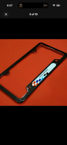 NEW License Plate Frame BMW Power Turbocharged Carbon Fiber Style Cover