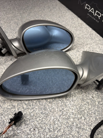 01-06 BMW E46 M3 Side View Door Mirrors Pair Titan Silver *Notes*