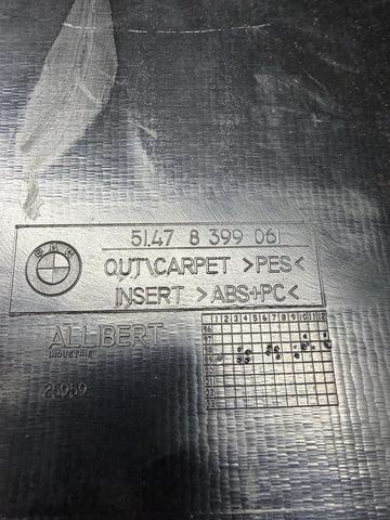 BMW 98-02 Z3 Z3 M Coupe Rear Trunk Side Carpet Panel Trim Insert 51478399061