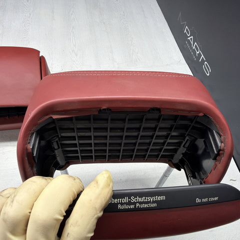 BMW 01-06 E46 M3 Convertible Rear Headrests Head Rests Imola Red OEM *Tab