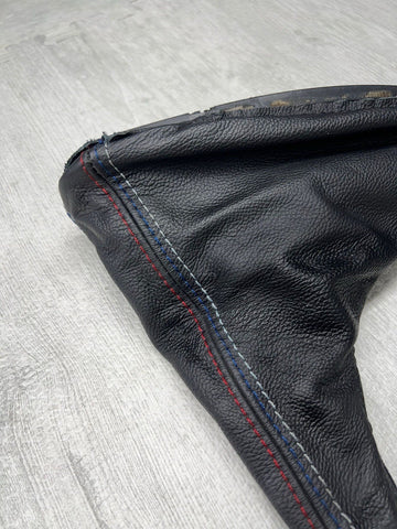 01-06 BMW E46 M3 EMERGENCY PARKING E BRAKE LEATHER BOOT TRI STITCH