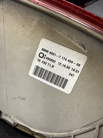 OEM 07-10 BMW E92 328i 335 M3 Damage Right Tail Light 7174404 Used