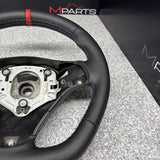 BMW 08-13 E92 M3 DCT Custom Leather Sides Flat Bottom Top Steering Wheel Red