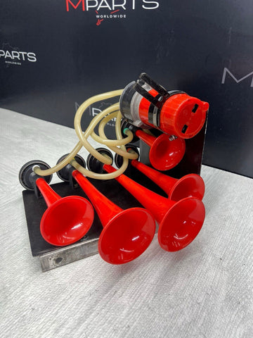 12V 185DB Loud Sound 4 Trumpet Red Train Air Horn Kit E46 M3 Wiring