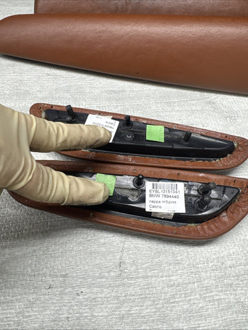 01-06 BMW E46 M3 Convertible Door Upper Arm Rest Armrest Pads Cinnamon *Damaged*