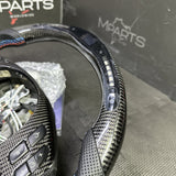 BMW E46 M3 01-06 OHC Carbon fiber Steering Wheel Tri Stitched Manual LED