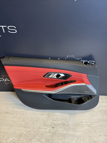 BMW 21-26 G80 M3 Sedan OEM Front Left Driver Door Card Panel Fiona Red