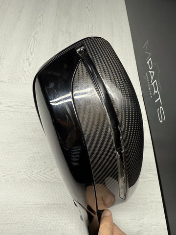 BMW 19-25 840 M850 M8 G14 G15 RIGHT MIRROR W/ BLIND SPOT CARBON FIBER *Crack