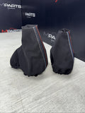 NEW 01-06 BMW E46 M3 Shift Knob Shifter & Parking Boots Suede Style Tri Stitch