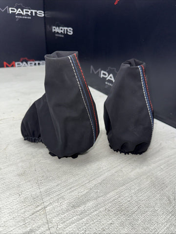 NEW 01-06 BMW E46 M3 Shift Knob Shifter & Parking Boots Suede Style Tri Stitch
