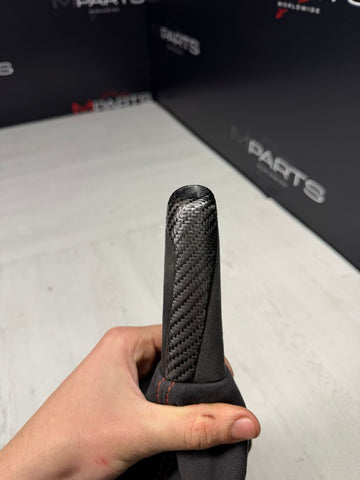 16-21 OEM BMW F87 M2 Ebrake Boot Parking Brake Dry Carbon Fiber Handle Alcantara