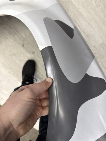 01-06 BMW E46 M3 Right Passenger Fender Alpine White Camouflage Wrap