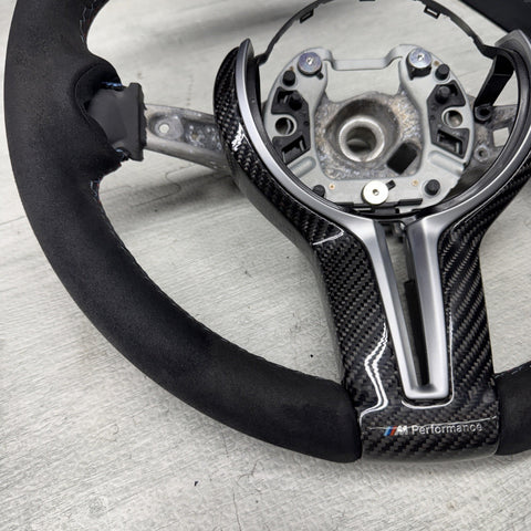 BMW OEM F80 M3 F82 F83 M4 M Performance Alcantara Steering Wheel Blue Stripe