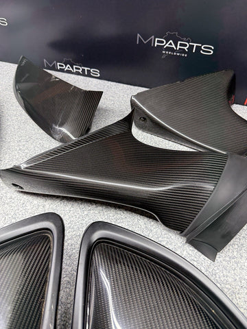 OEM Porsche 718 Cayman 982 GT4RS Weissach Carbon Air Intake Trims Set 982853990