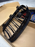NEW BMW 08-13 E90 E92 E93 M3 Front Kidney Grilles Gloss Black Set Double Slotted