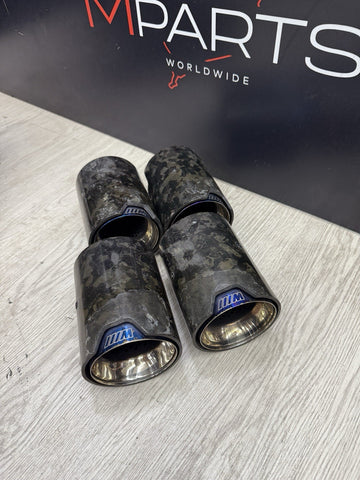 (4) BMW M2/M3/M4/M5 MP Blue Forged Carbon Fiber Exhaust Tips F87/F80/F82/F83/F10