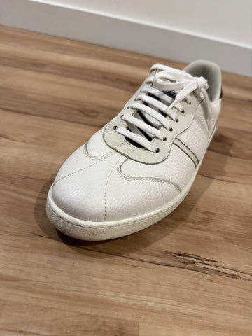 FERRAGAMO ACHILLE 1 WHITE BLUE LEATHER LOGO SNEAKERS ITALY 9.5 US 10.5