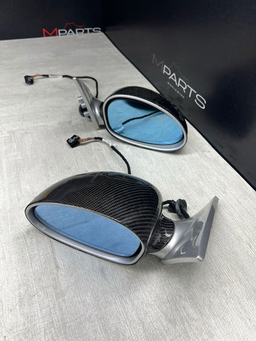 01-06 BMW E46 M3 Side View Door Mirrors Pair Carbon Fiber / Titanium Silver