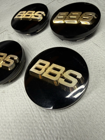 BBS Wheel Center Caps Logos Emblem Black Gold 56.24.120 70mm Set Of 4
