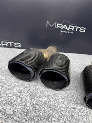 08-13 BMW E92 E93 M3 S65 Rear Exhaust Quad Muffler Tips (4) Carbon Fiber