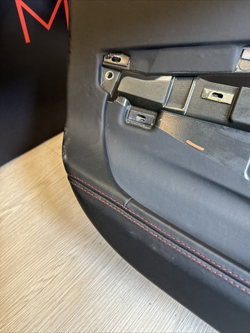 Left Driver Door Card Panel Black / Red Stitching 19-23 Ferrari F8 Tributo