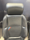 91-99 BMW E36 M3 SPORT SEDAN FRONT MANUAL BLACK LEATHER SEAT PAIR OEM *Notes*