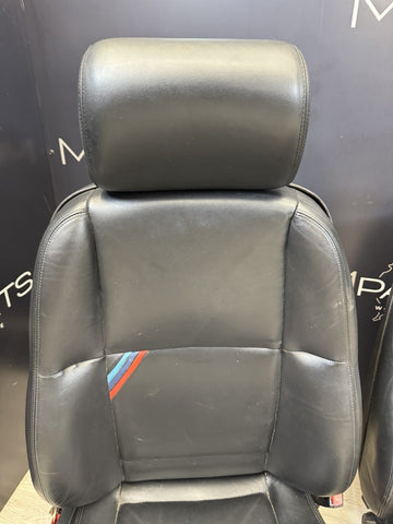 91-99 BMW E36 M3 SPORT SEDAN FRONT MANUAL BLACK LEATHER SEAT PAIR OEM *Notes*