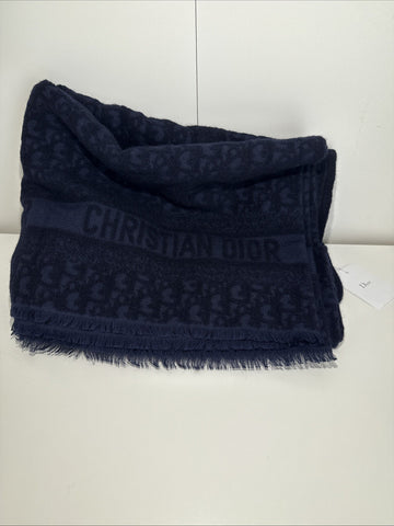 NEW Christian Dior WW Plaids D Oblique Summer Blanket C540 Navy Blue