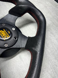 OMP SUPERQUADRO SUEDE RACING STEERING WHEEL FLAT BOTTOM 320MM