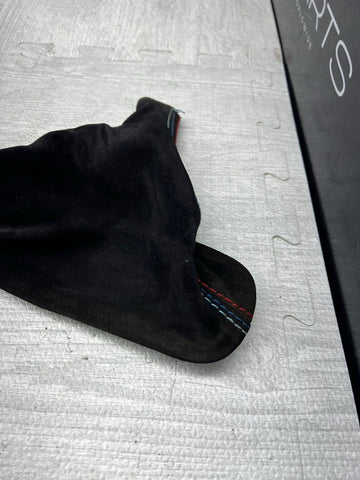 01-06 BMW E46 M3 EMERGENCY PARKING E BRAKE SUEDE BOOT TRI STITCH
