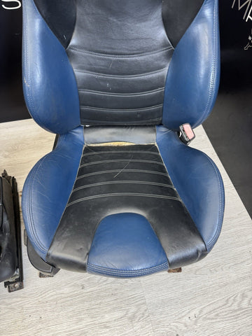 98-02 BMW Z3M Convertible Interior Front Heated Seats Blue / Black *Notes*