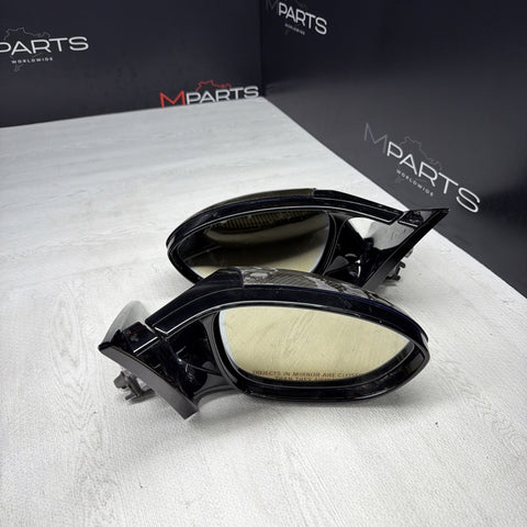 08-13 BMW E92 E93 M3 Left Right Fold Mirrors Gloss Black / Blue/ Carbon Caps