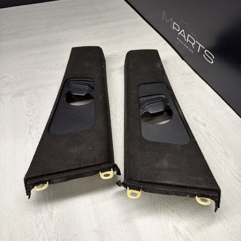 GENUINE BMW E46 B Pillar Trims Column Cover Pillars Pair Black *Peeling*
