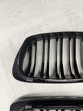 BMW 01-06 E46 M3 Front Kidney Grilles Gloss Black Set Double Slotted