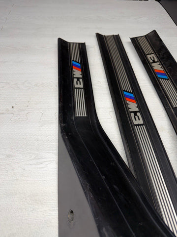 95-99 OEM BMW E36 M3 Sedan Door Sills Plates Covers Black *Missing 1 Front